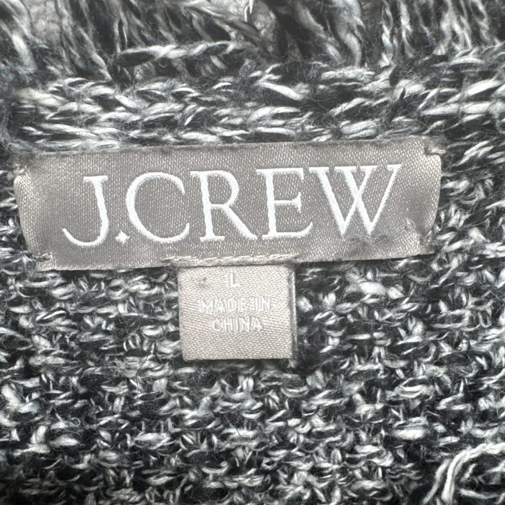 J.Crew Cropped fringe-trim lady jacket in marled yarn Large Preppy Office Career